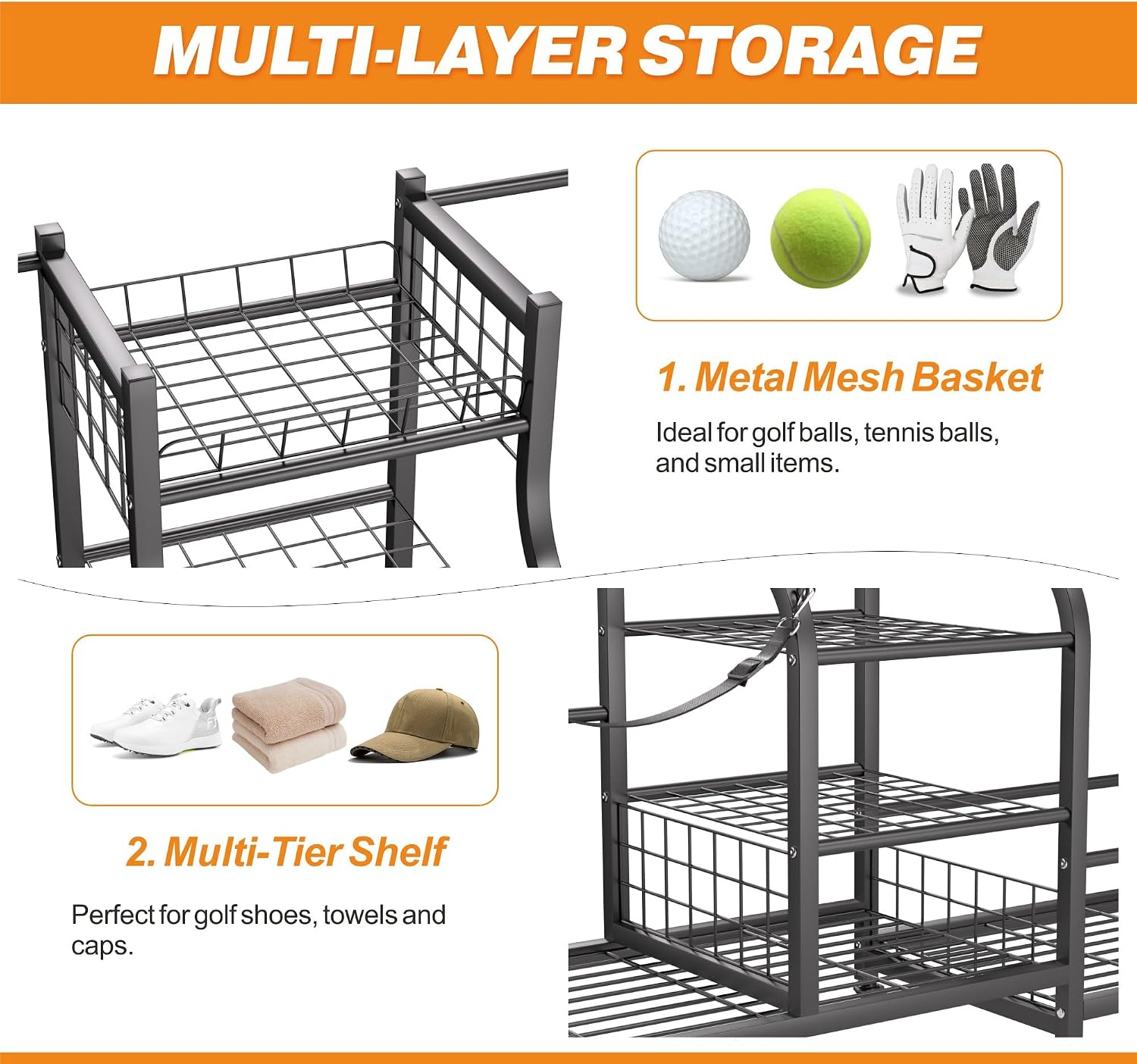 골프백 보관 랙 정리대, 헤비듀티 골프백 홀더 스탠드, - Sports Equipment Storage Rack 리뷰 및 가격