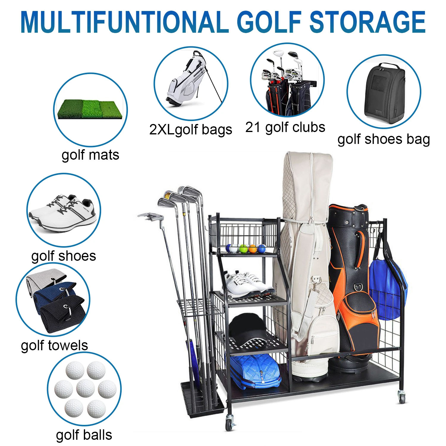 골프 가방 보관 차고 주최자 랙 2개의 스포츠 가방 및 - Sports Equipment Storage Rack 리뷰 및 가격
