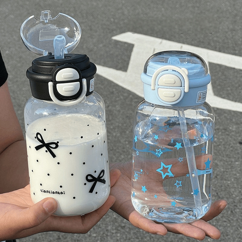 짚으로 귀여운 물병 휴대용 플라스틱 팝업 커버 워터 컵 - Sports Equipment 7 Year Old 리뷰 및 가격