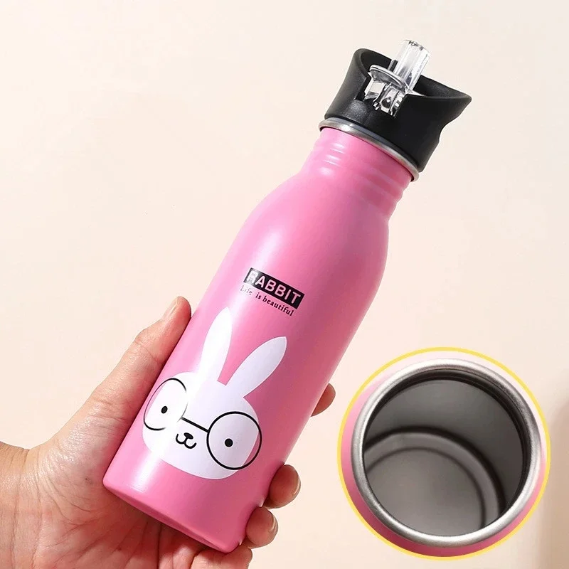 500ML 스테인리스 스틸 물병 빨대 포함 귀여운 물병 - Sports Equipment 7 Year Old 리뷰 및 가격